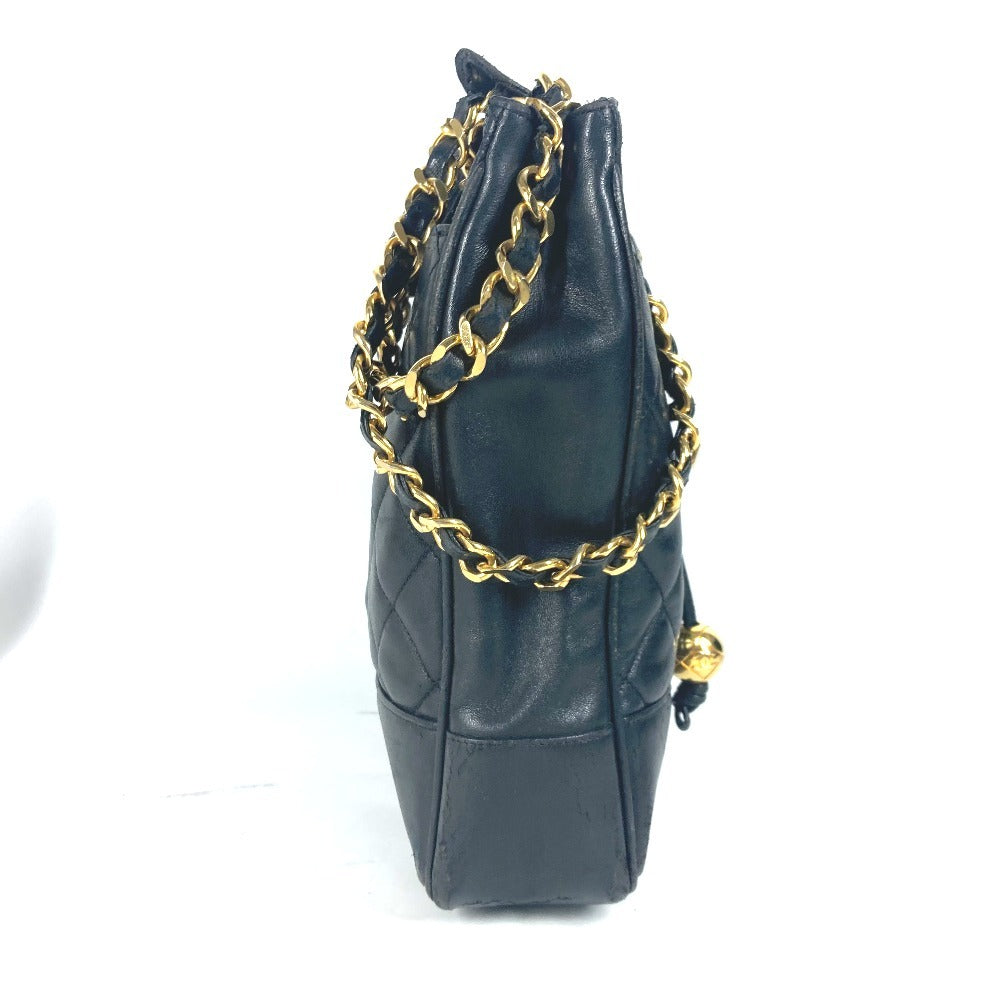 CHANEL Shoulder Bag lambskin black vintage Matelasse quilting CC COCO Mark logo Women Used Authentic