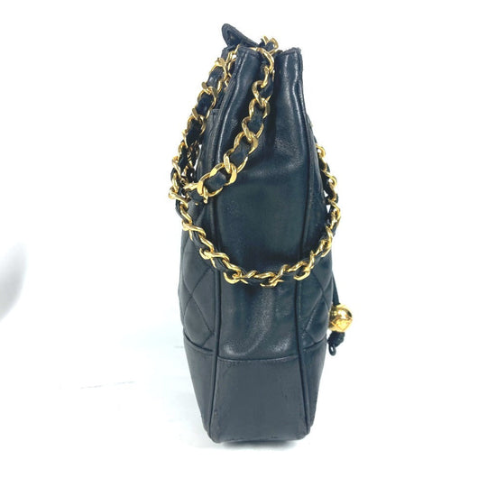 CHANEL Shoulder Bag lambskin black vintage Matelasse quilting CC COCO Mark logo Women Used Authentic