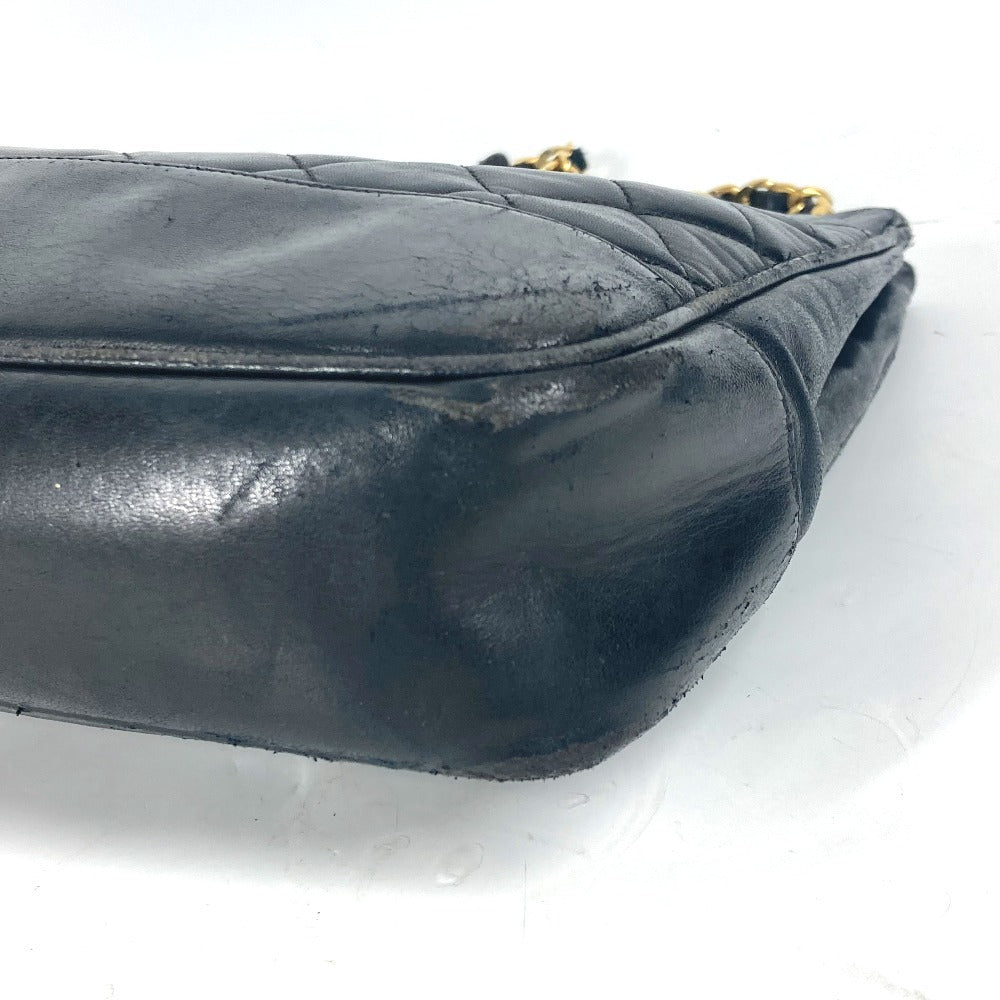 CHANEL Shoulder Bag lambskin black vintage Matelasse quilting CC COCO Mark logo Women Used Authentic