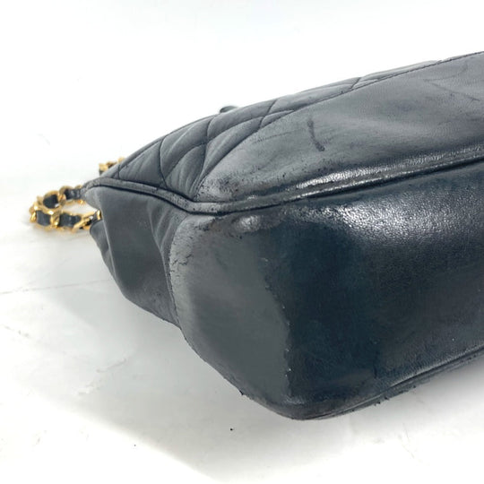 CHANEL Shoulder Bag lambskin black vintage Matelasse quilting CC COCO Mark logo Women Used Authentic