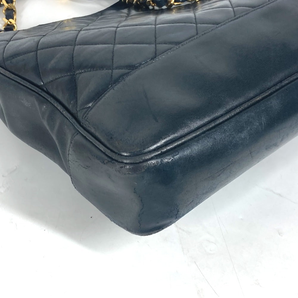 CHANEL Shoulder Bag lambskin black vintage Matelasse quilting CC COCO Mark logo Women Used Authentic