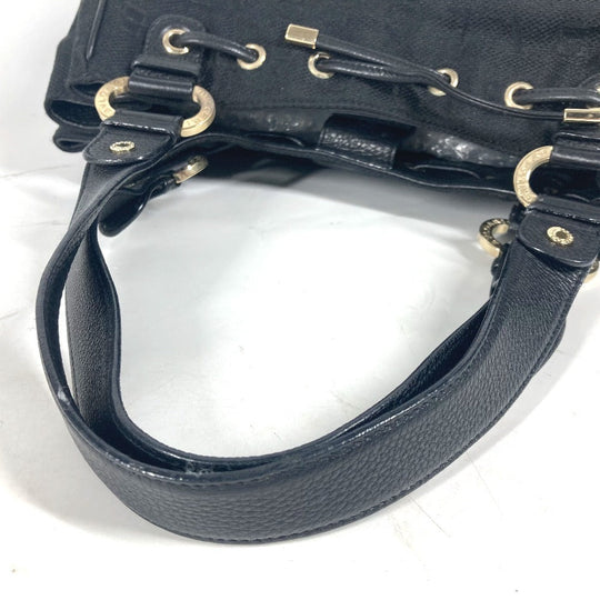 BVLGARI Shoulder Bag Leather / canvas black Logo mania Women Used Authentic