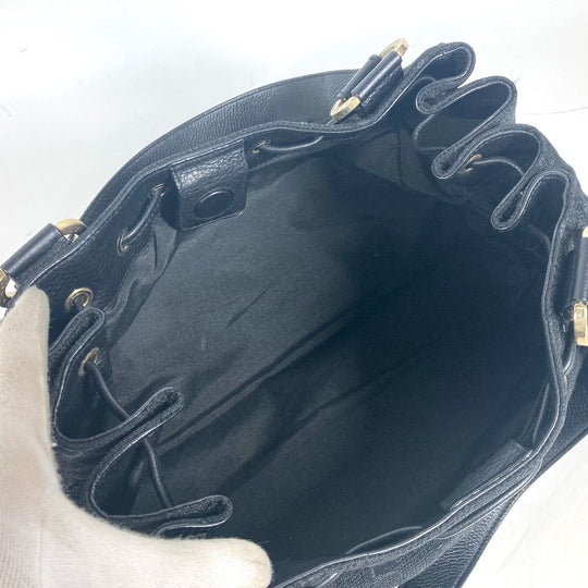 BVLGARI Shoulder Bag Leather / canvas black Logo mania Women Used Authentic