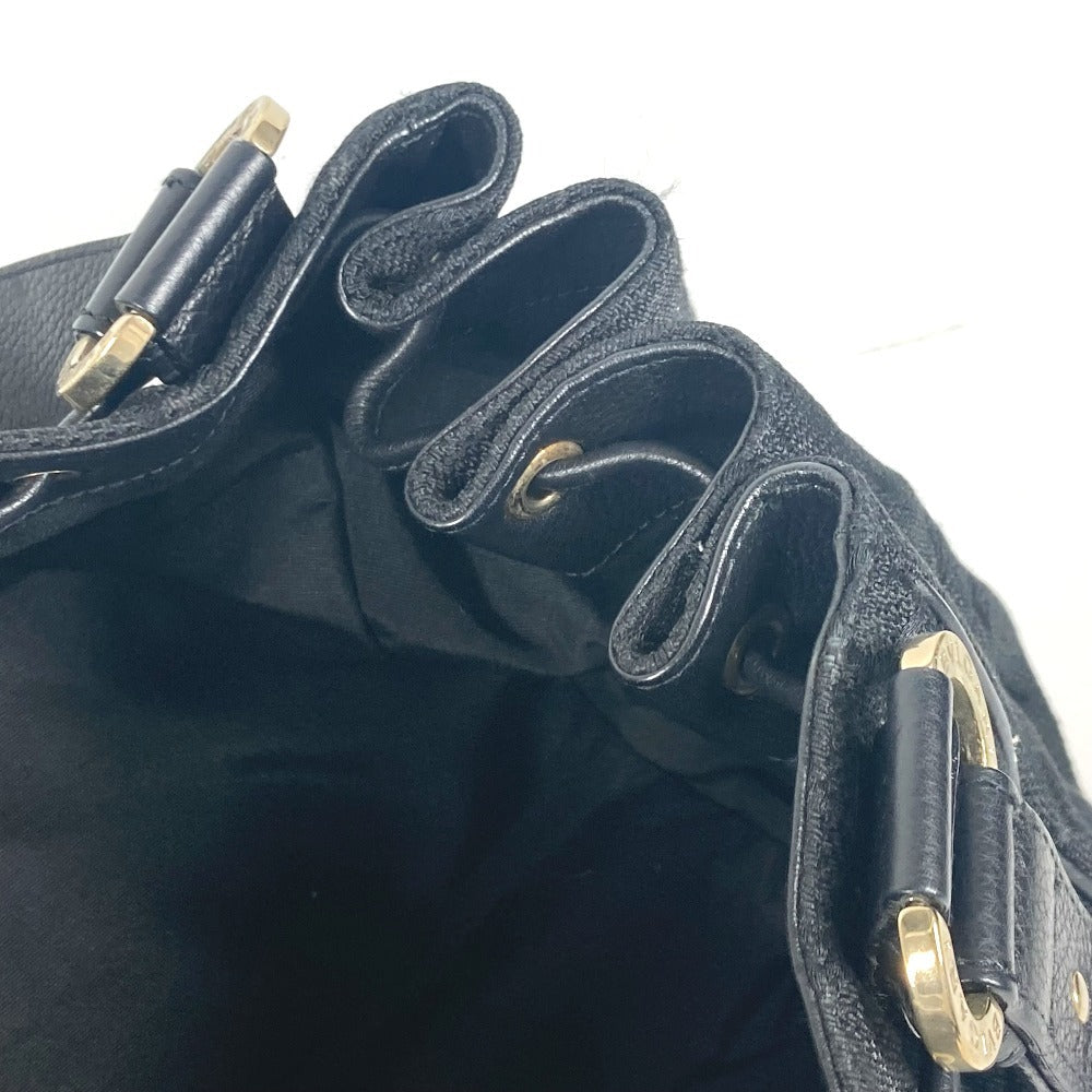 BVLGARI Shoulder Bag Leather / canvas black Logo mania Women Used Authentic
