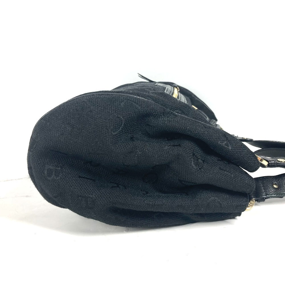BVLGARI Shoulder Bag Leather / canvas black Logo mania Women Used Authentic