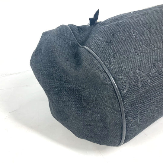 BVLGARI Shoulder Bag Leather / canvas black Logo mania Women Used Authentic