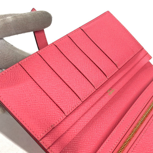 HERMES Long Wallet Purse Epsom pink H logo Beansufla unisex(Unisex) Used Authentic