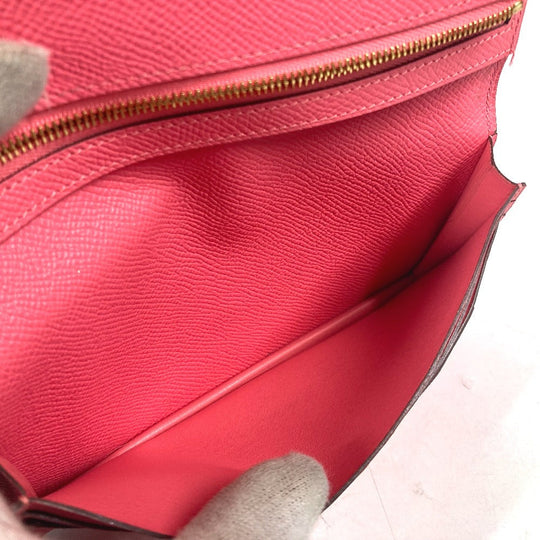 HERMES Long Wallet Purse Epsom pink H logo Beansufla unisex(Unisex) Used Authentic