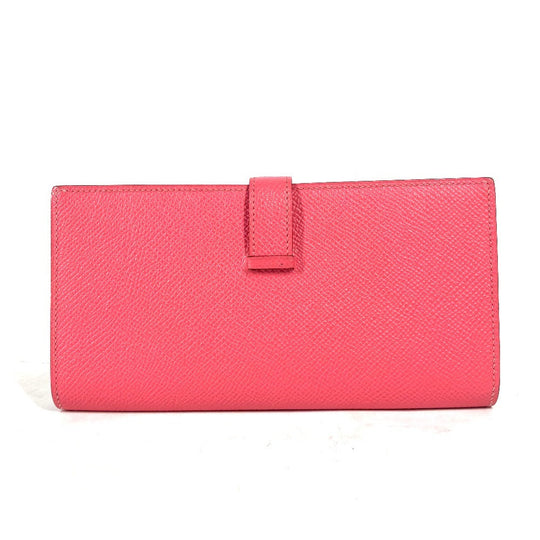 HERMES Long Wallet Purse Epsom pink H logo Beansufla unisex(Unisex) Used Authentic