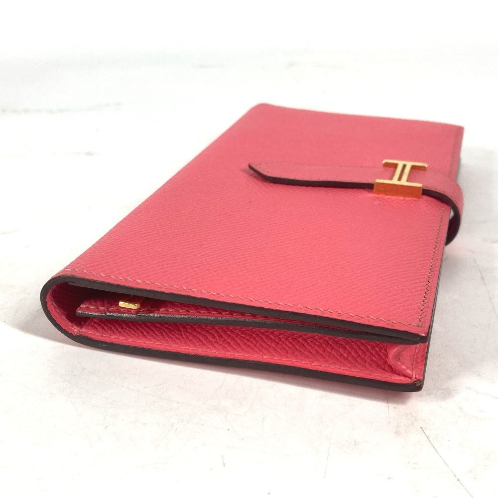 HERMES Long Wallet Purse Epsom pink H logo Beansufla unisex(Unisex) Used Authentic