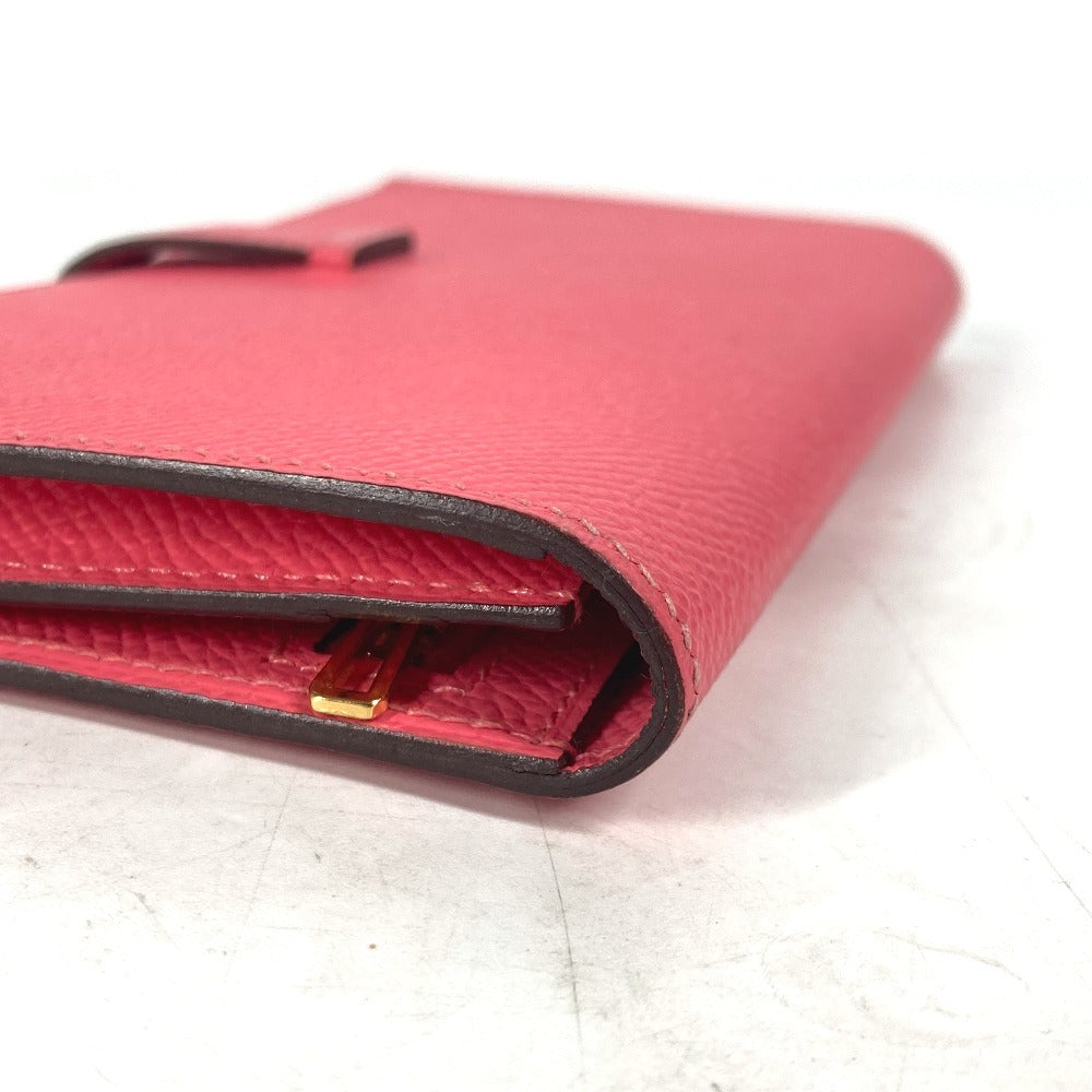 HERMES Long Wallet Purse Epsom pink H logo Beansufla unisex(Unisex) Used Authentic
