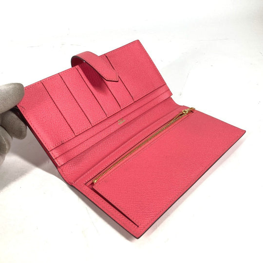 HERMES Long Wallet Purse Epsom pink H logo Beansufla unisex(Unisex) Used Authentic