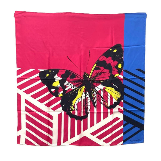 Dior scarf 22ANP090I610 silk pink Butterfly butterfly Women Used Authentic