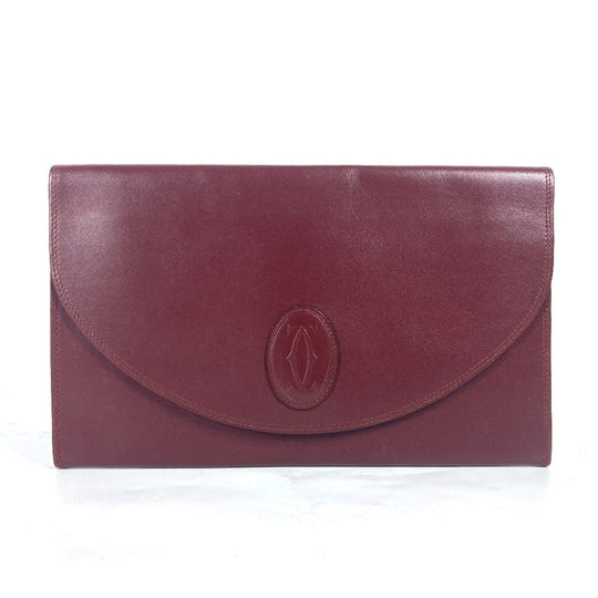CARTIER Clutch bag leather Bordeaux logo Must Line unisex(Unisex) Used Authentic