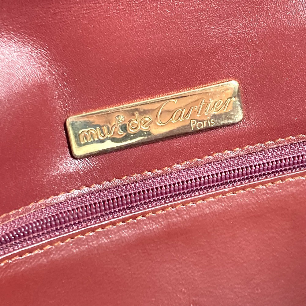 CARTIER Clutch bag leather Bordeaux logo Must Line unisex(Unisex) Used Authentic