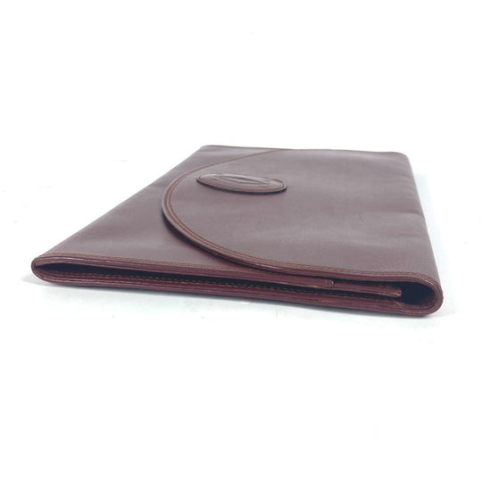 CARTIER Clutch bag leather Bordeaux logo Must Line unisex(Unisex) Used Authentic