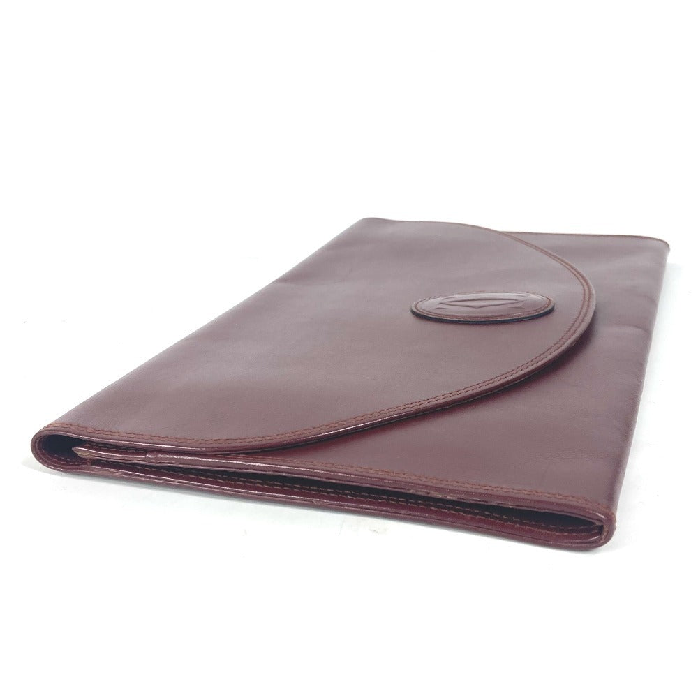 CARTIER Clutch bag leather Bordeaux logo Must Line unisex(Unisex) Used Authentic