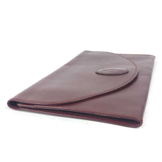CARTIER Clutch bag leather Bordeaux logo Must Line unisex(Unisex) Used Authentic