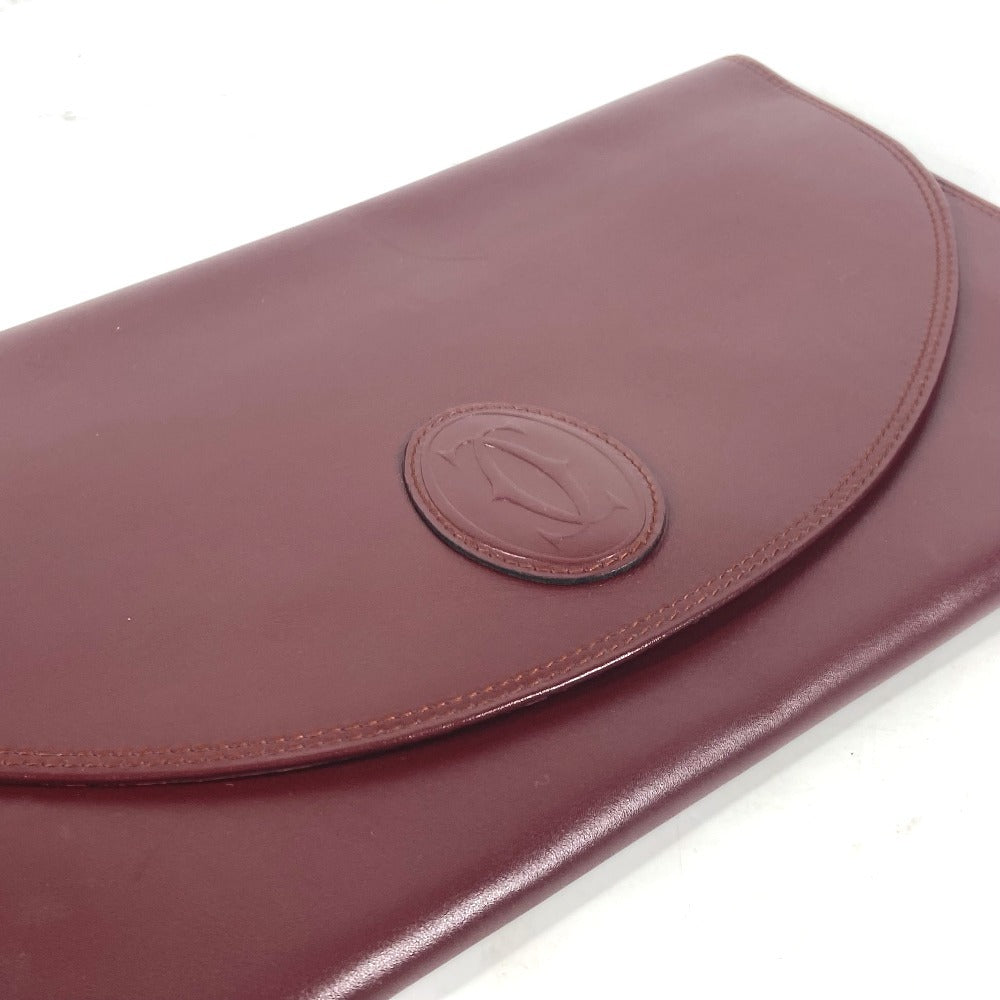 CARTIER Clutch bag leather Bordeaux logo Must Line unisex(Unisex) Used Authentic