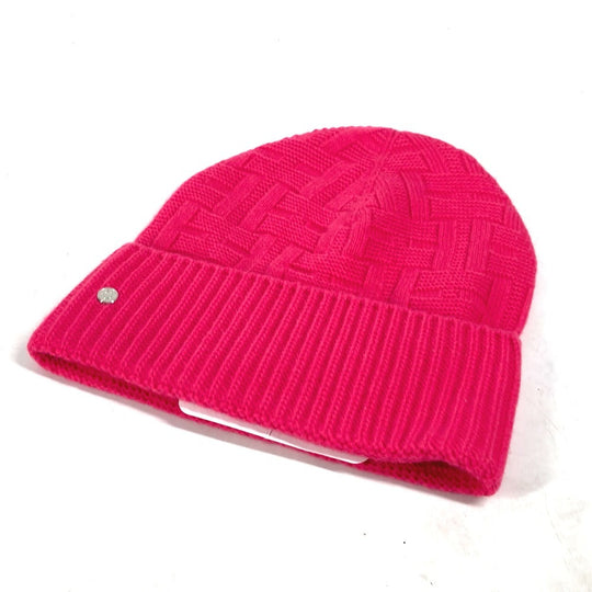 HERMES Knit hat wool pink Serie H logo fragrance Women M Used Authentic