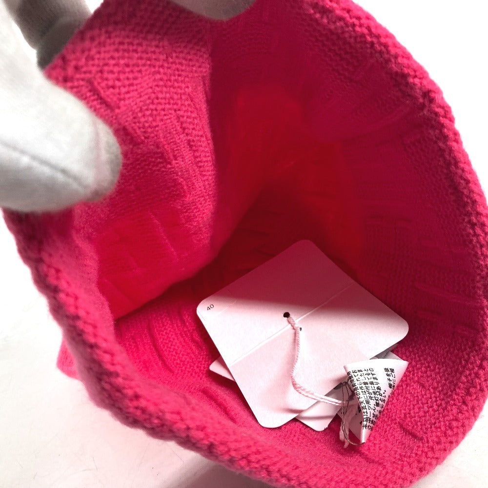 HERMES Knit hat wool pink Serie H logo fragrance Women M Used Authentic