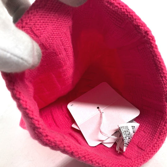 HERMES Knit hat wool pink Serie H logo fragrance Women M Used Authentic