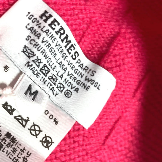 HERMES Knit hat wool pink Serie H logo fragrance Women M Used Authentic