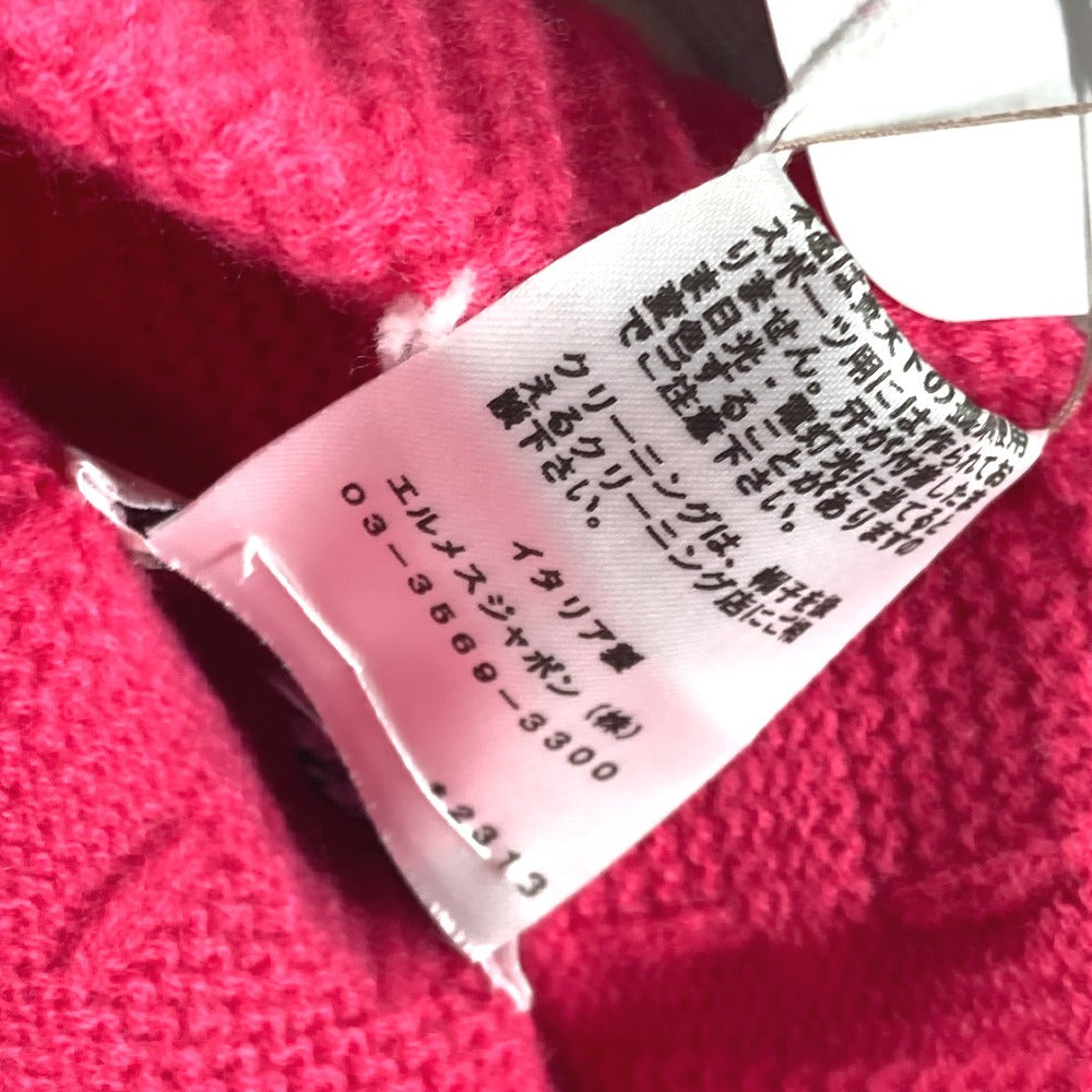 HERMES Knit hat wool pink Serie H logo fragrance Women M Used Authentic