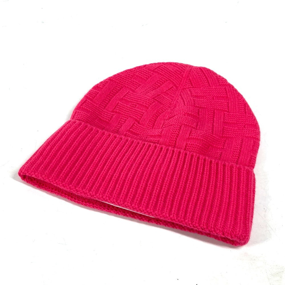 HERMES Knit hat wool pink Serie H logo fragrance Women M Used Authentic