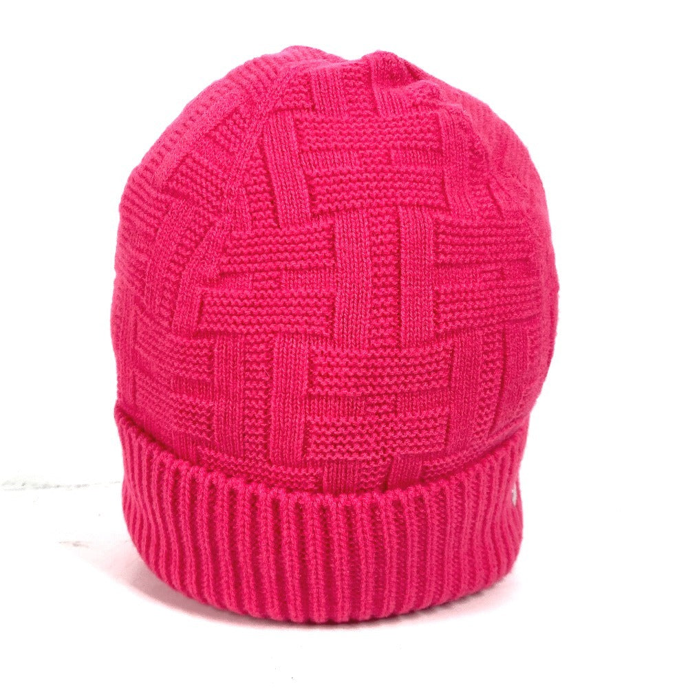 HERMES Knit hat wool pink Serie H logo fragrance Women M Used Authentic