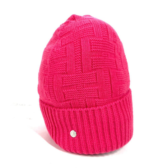 HERMES Knit hat wool pink Serie H logo fragrance Women M Used Authentic