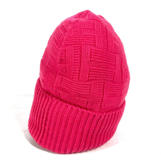 HERMES Knit hat wool pink Serie H logo fragrance Women M Used Authentic