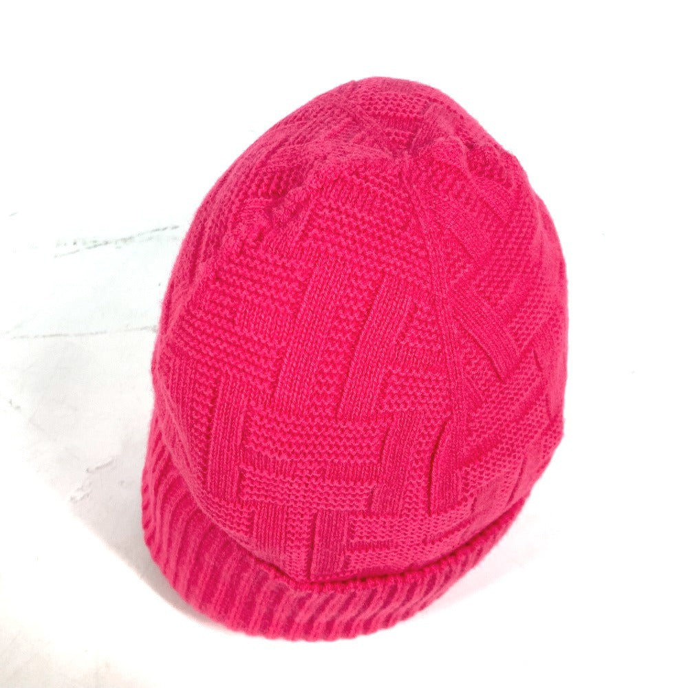 HERMES Knit hat wool pink Serie H logo fragrance Women M Used Authentic