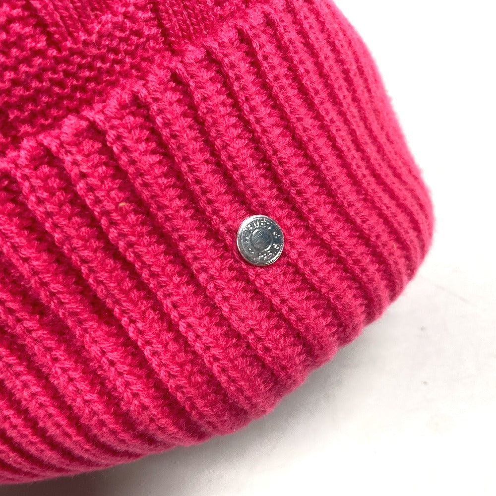 HERMES Knit hat wool pink Serie H logo fragrance Women M Used Authentic