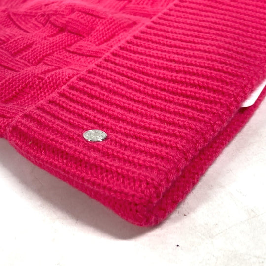 HERMES Knit hat wool pink Serie H logo fragrance Women M Used Authentic
