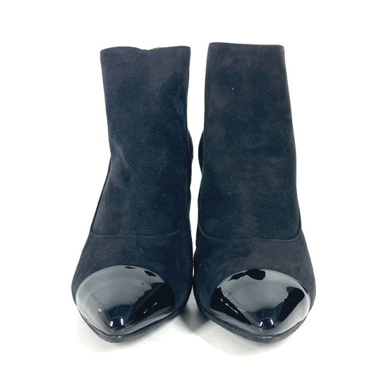 CHANEL Booties G35548 Suede, Patent Leather black 20C CC COCO Mark Fake Pearl Women 35.5 Used Authentic