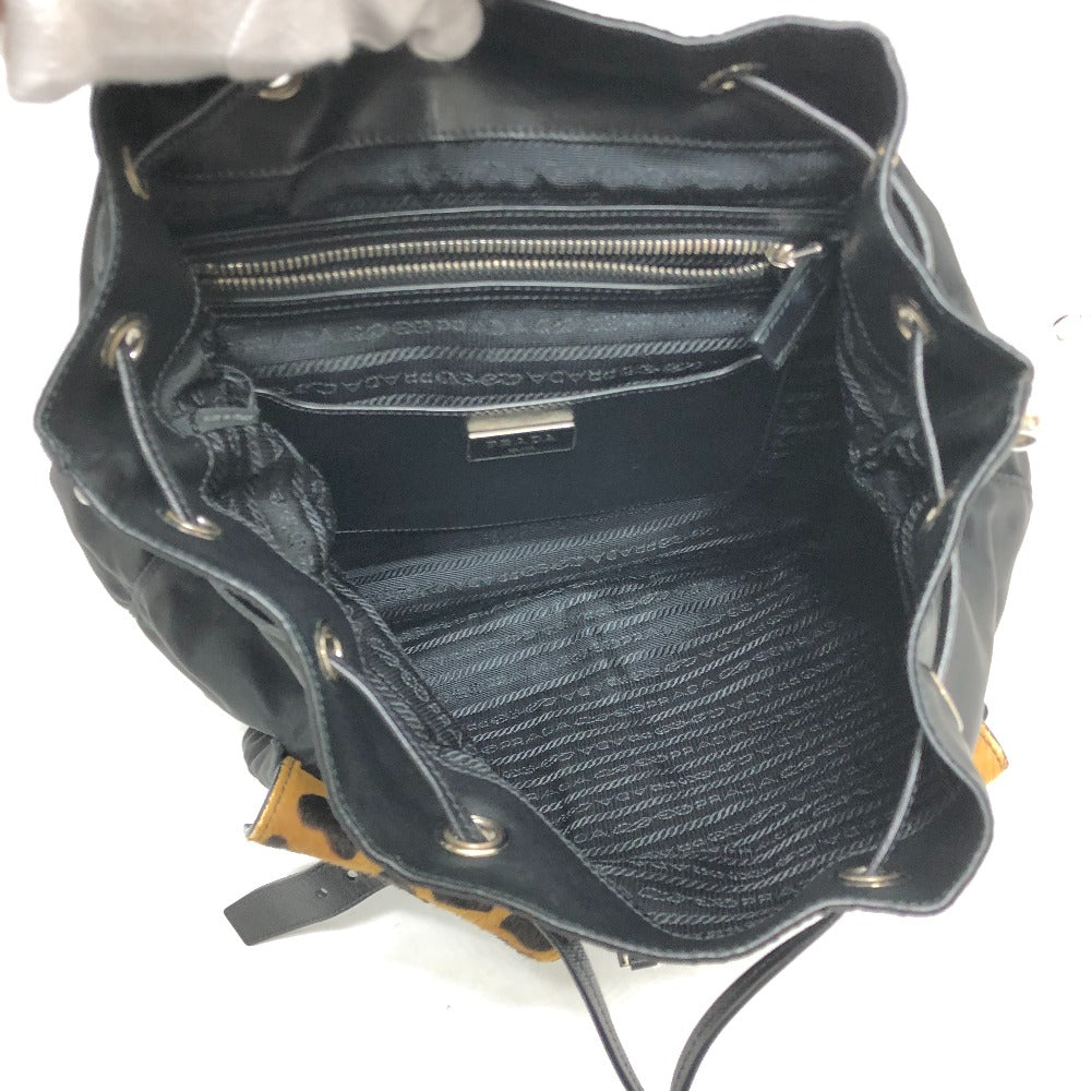 PRADA Shoulder Bag 1BC005 Nylon, Pony black Triangle logo plate Women Used Authentic
