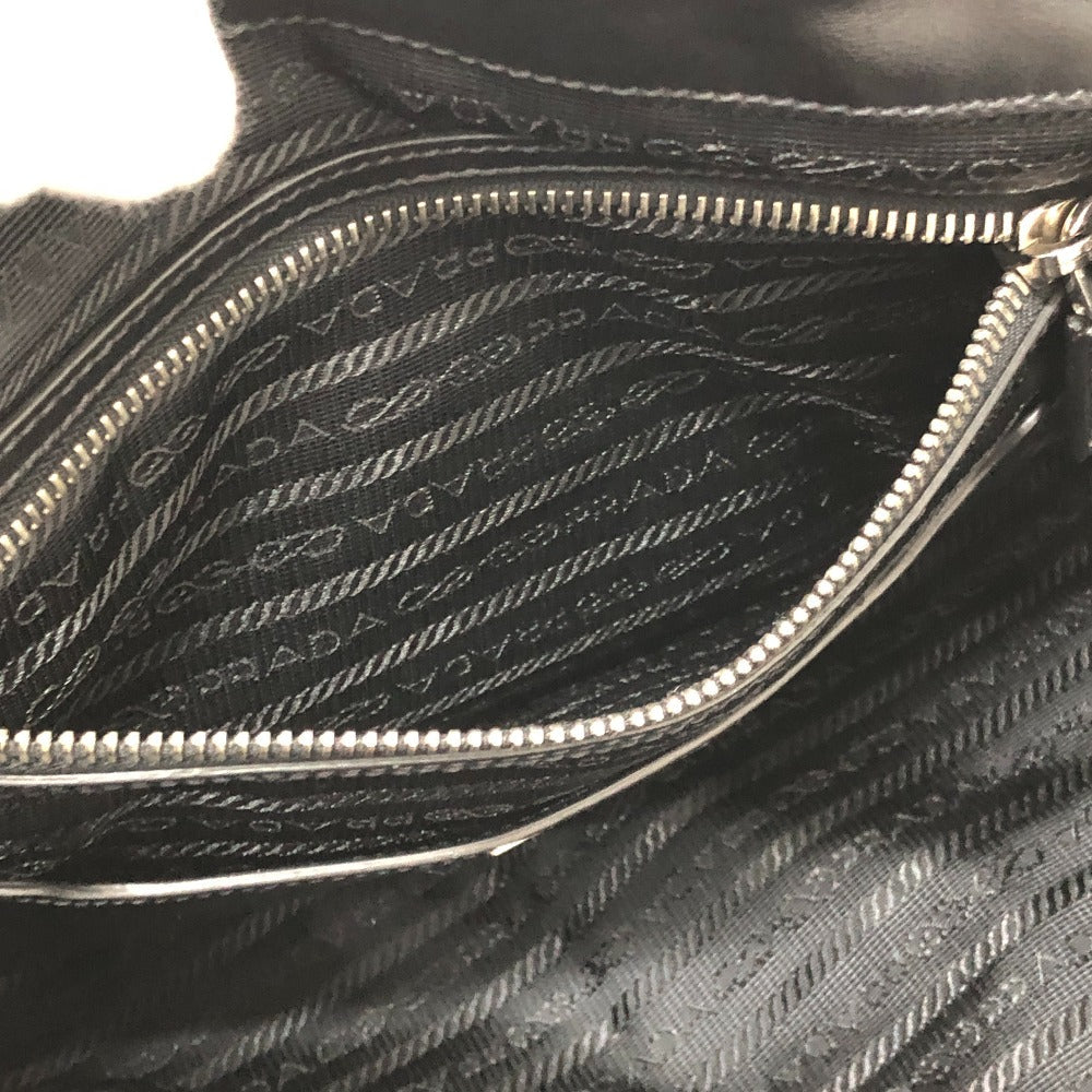PRADA Shoulder Bag 1BC005 Nylon, Pony black Triangle logo plate Women Used Authentic
