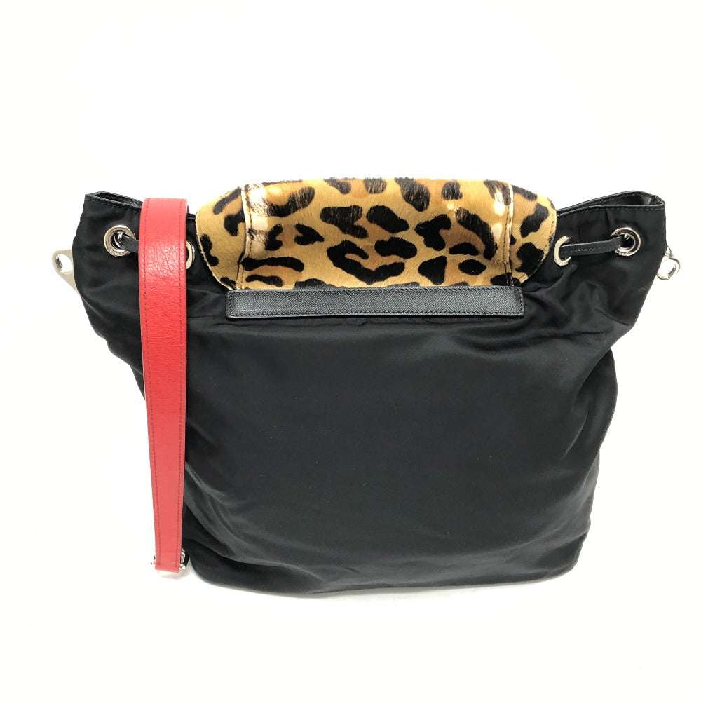 PRADA Shoulder Bag 1BC005 Nylon, Pony black Triangle logo plate Women Used Authentic