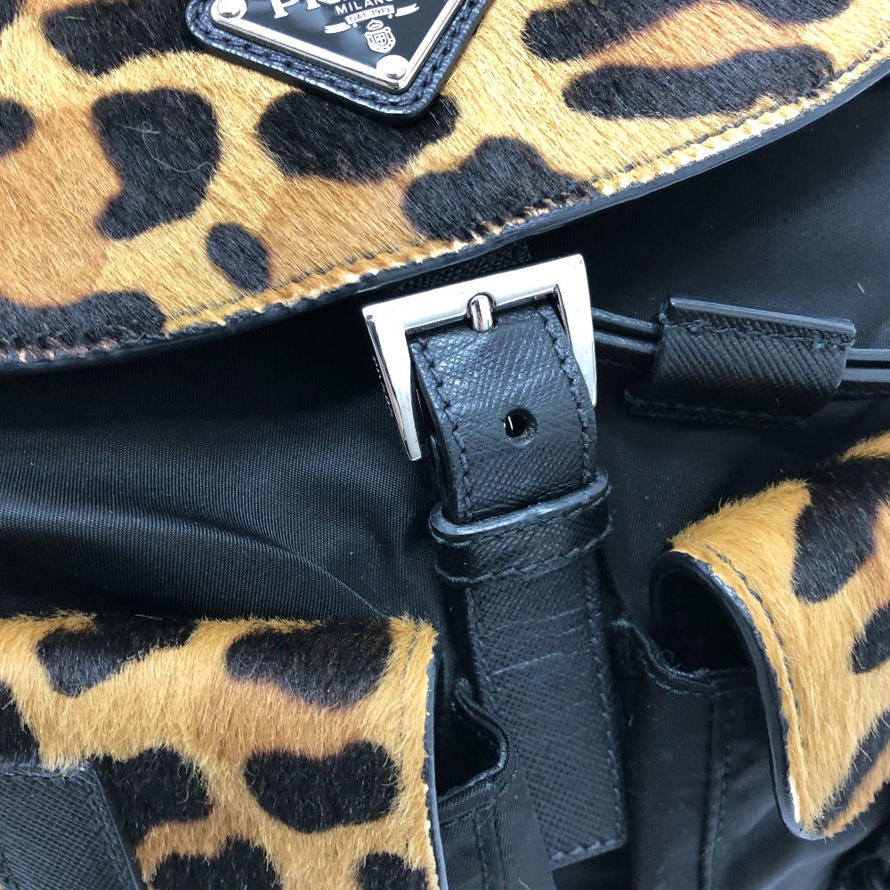 PRADA Shoulder Bag 1BC005 Nylon, Pony black Triangle logo plate Women Used Authentic