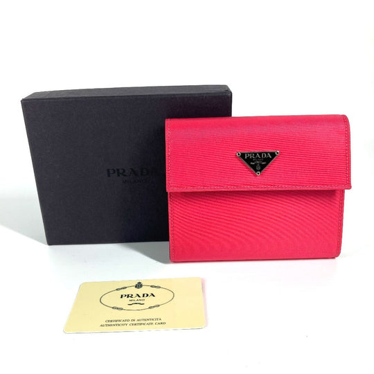 PRADA Trifold wallet M170 Leather / nylon pink Triangle logo plate