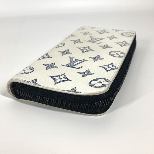 LOUIS VUITTON Long Wallet Purse M83381 leather white Monogram shadow Zippy Wallet Vertical unisex(Unisex) Used Authentic