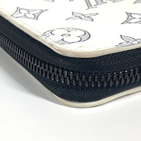 LOUIS VUITTON Long Wallet Purse M83381 leather white Monogram shadow Zippy Wallet Vertical unisex(Unisex) Used Authentic