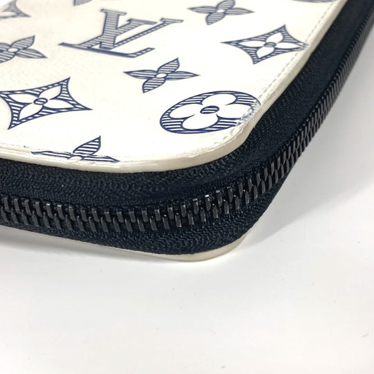 LOUIS VUITTON Long Wallet Purse M83381 leather white Monogram shadow Zippy Wallet Vertical unisex(Unisex) Used Authentic