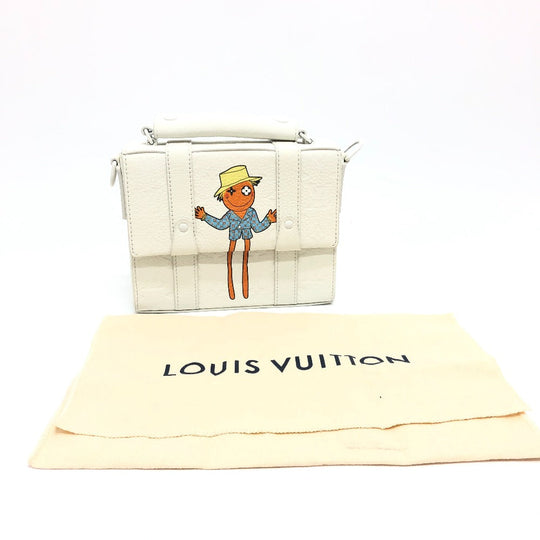 LOUIS VUITTON Handbag M57407 Taurillon Clemence Leather white Virgil abloh Flap Soft Trunk Messenger mens Used Authentic