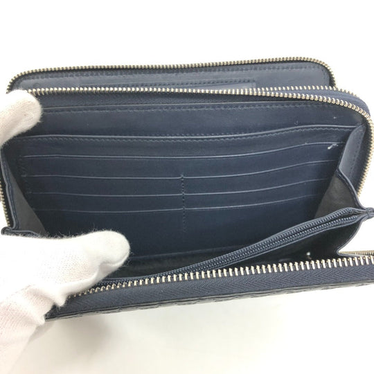 GUCCI Long Wallet Purse 449246 Sima leather Navy GG Micro Guccissima