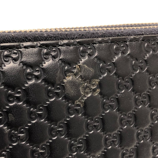 GUCCI Long Wallet Purse 449246 Sima leather Navy GG Micro Guccissima