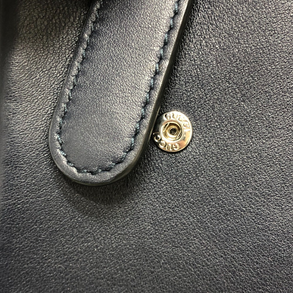 GUCCI Long Wallet Purse 449246 Sima leather Navy GG Micro Guccissima