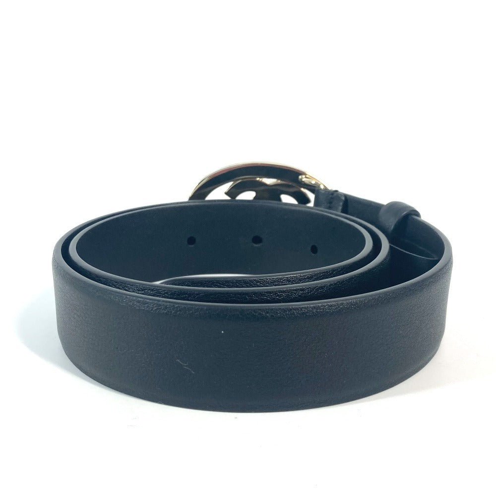 CHANEL belt leather black B24A CC COCO Mark Round Women 70 Used Authentic