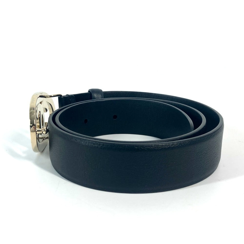 CHANEL belt leather black B24A CC COCO Mark Round Women 70 Used Authentic